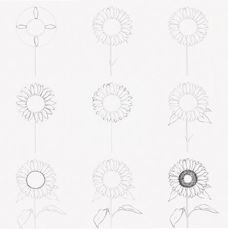 Zeichnen Lernen Idee mit Sonnenblumen (17)