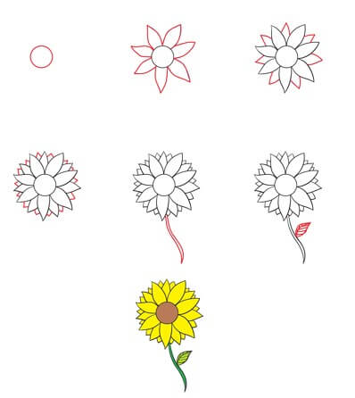 Zeichnen Lernen Idee mit Sonnenblumen (19)