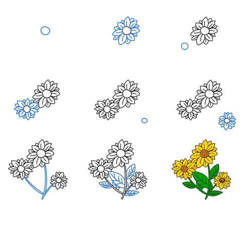 Zeichnen Lernen Idee mit Sonnenblumen (21)