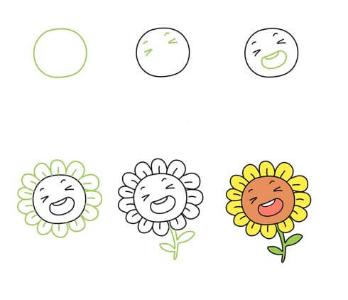 Zeichnen Lernen Idee mit Sonnenblumen (22)