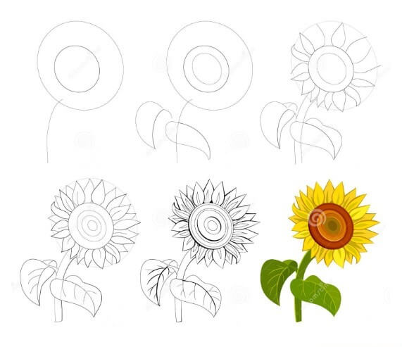 Zeichnen Lernen Idee mit Sonnenblumen (27)