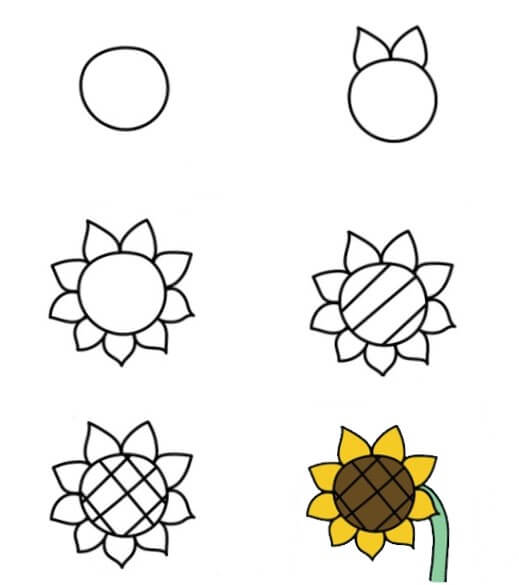 Zeichnen Lernen Idee mit Sonnenblumen (28)