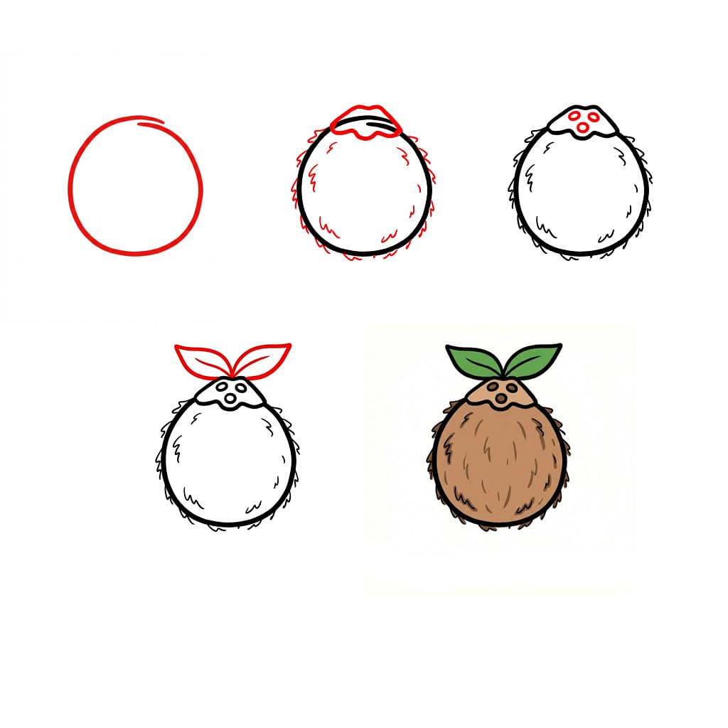 Kokosnuss und Blatt zeichnen ideen