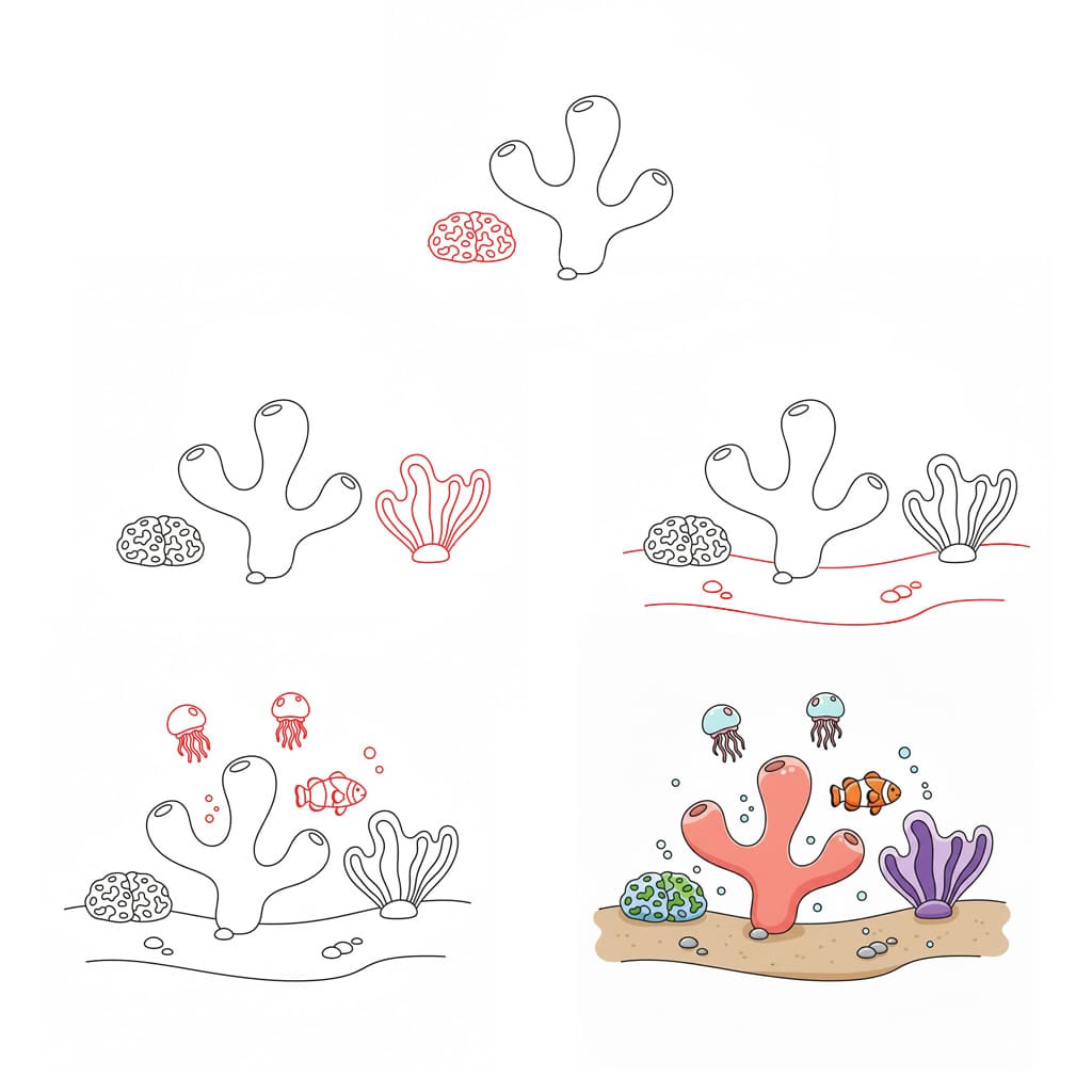 Koralle für Kinder zeichnen ideen