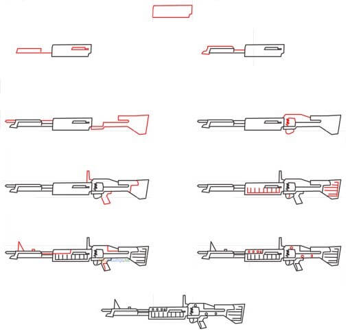 Zeichnen Lernen M60 Pistole