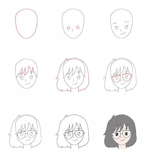 Zeichnen Lernen Mädchen mit Brille
