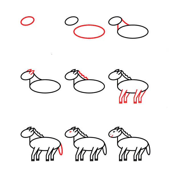 Pferd für Kinder zeichnen ideen