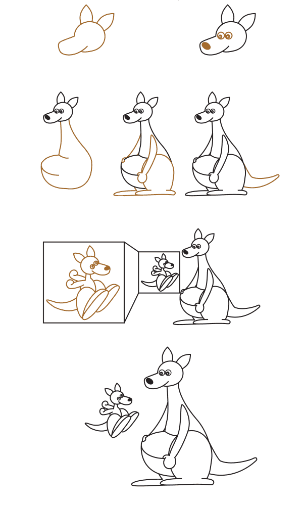 Realistisches Känguru (3) zeichnen ideen