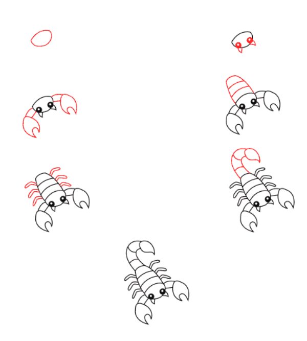 Skorpion für Kinder zeichnen ideen