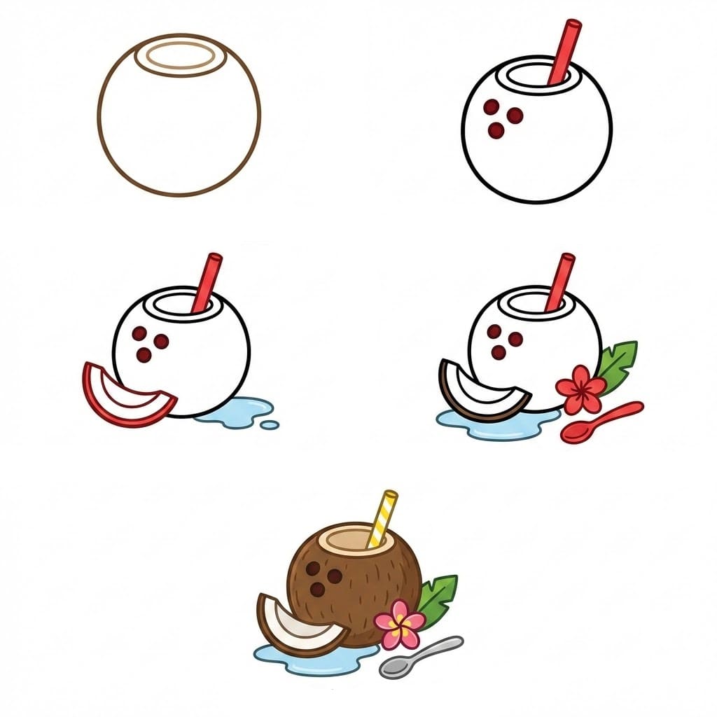 Sommerkokosnuss zeichnen ideen