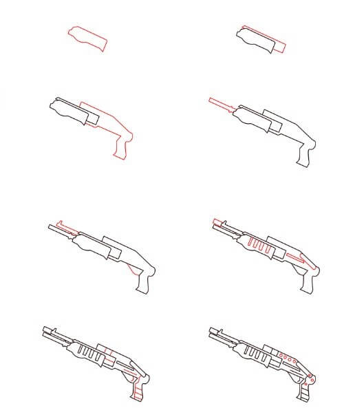 Zeichnen Lernen SPAS12 Pistole