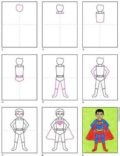 Superman einfaches Gemälde zeichnen ideen