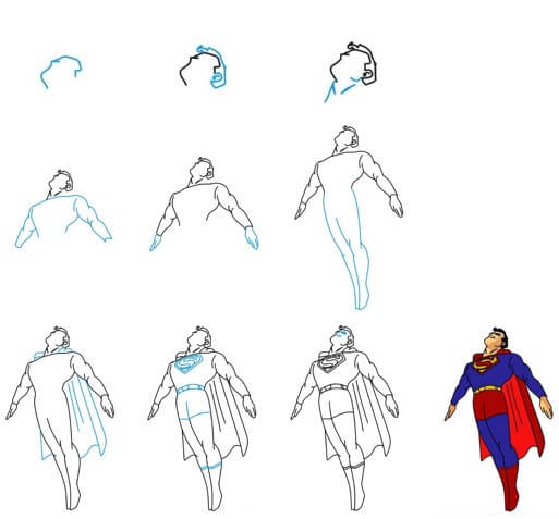 Superman fliegt hoch zeichnen ideen