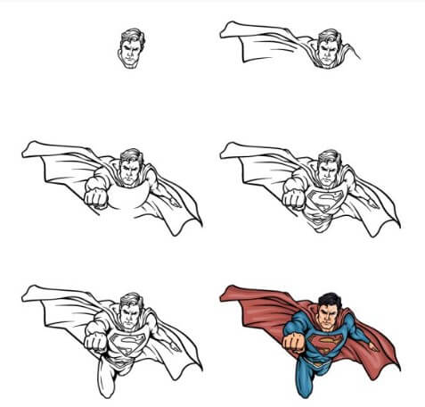 Superman fliegt zum Kampf 4 zeichnen ideen