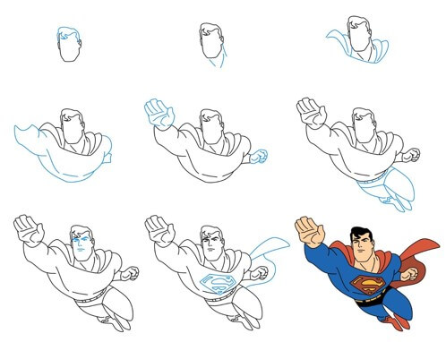 Superman fliegt zum Kampf 6 zeichnen ideen