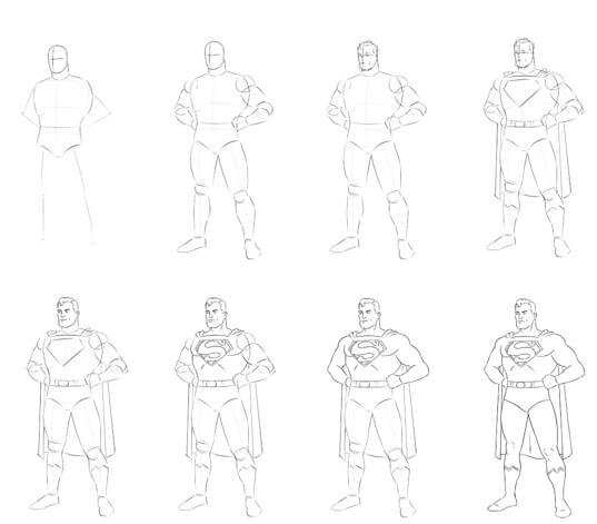Superman-Ganzkörper zeichnen ideen