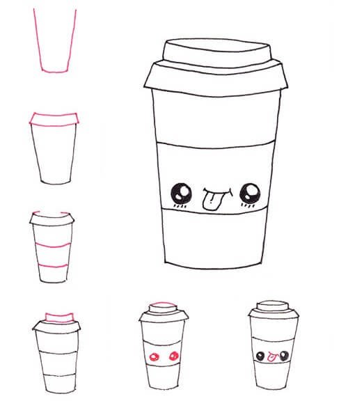 Süße Tasse Kaffee (2) zeichnen ideen