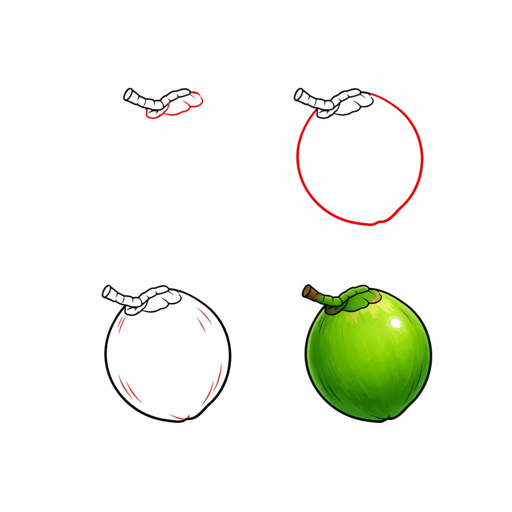 Tropische Kokosnuss zeichnen ideen