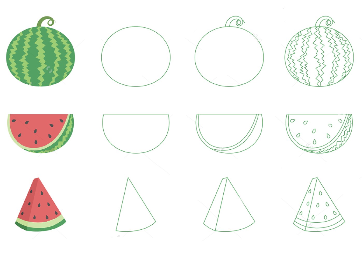 Wassermelonen gibt es in vielen Formen zeichnen ideen