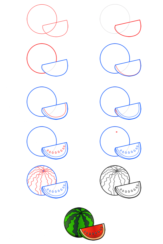 Zeichnen Lernen Wassermelonen-Idee (1)