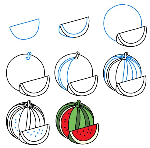 Zeichnen Lernen Wassermelonen-Idee (11)