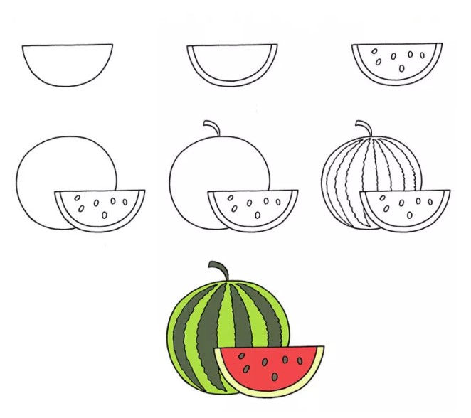 Zeichnen Lernen Wassermelonen-Idee (17)