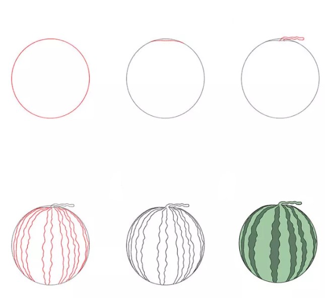 Zeichnen Lernen Wassermelonen-Idee (2)