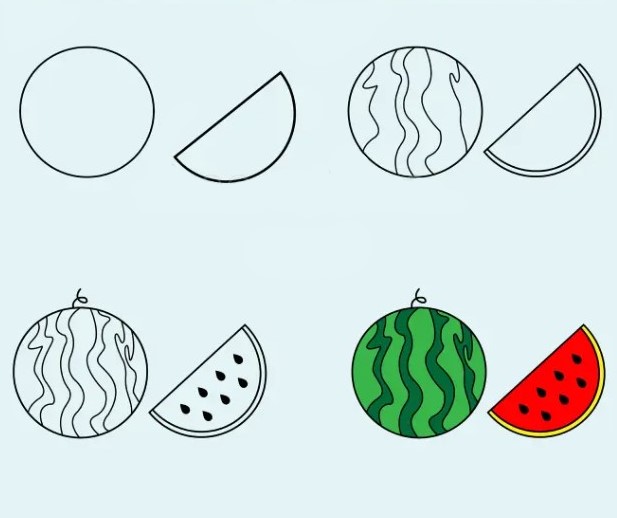 Zeichnen Lernen Wassermelonen-Idee (9)