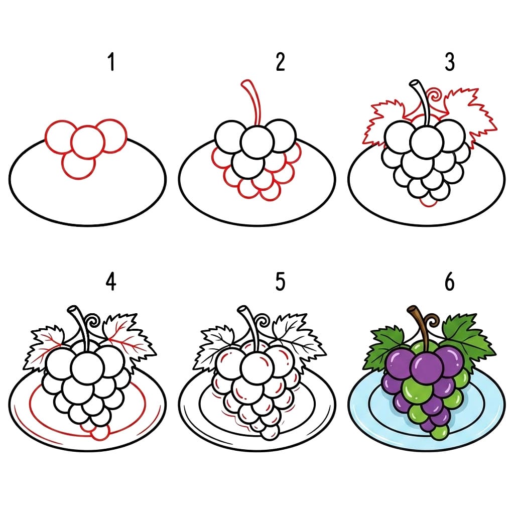 Weintraube auf einem Teller zeichnen ideen