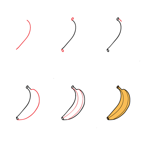 Zeichnen Lernen Zeichne eine einfache Banane