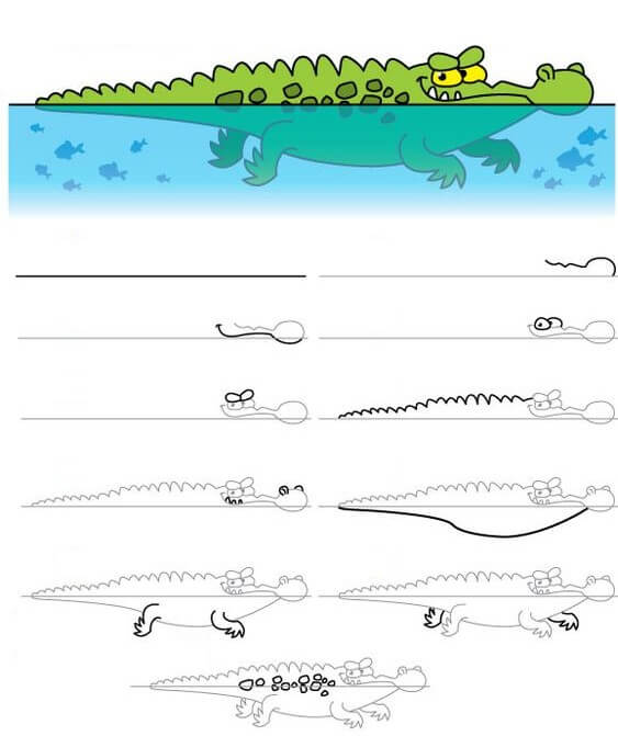 Zeichnen Lernen Alligator-Ideen (37)