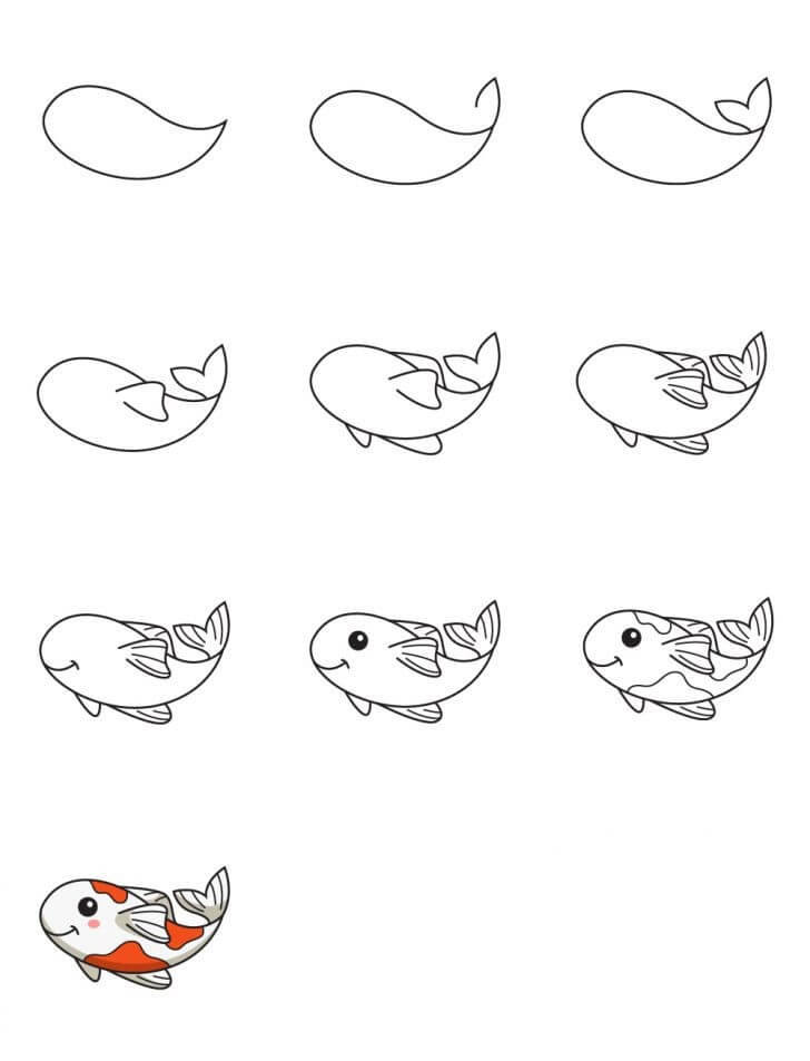 Zeichnen Lernen Baby-Koi-Fische