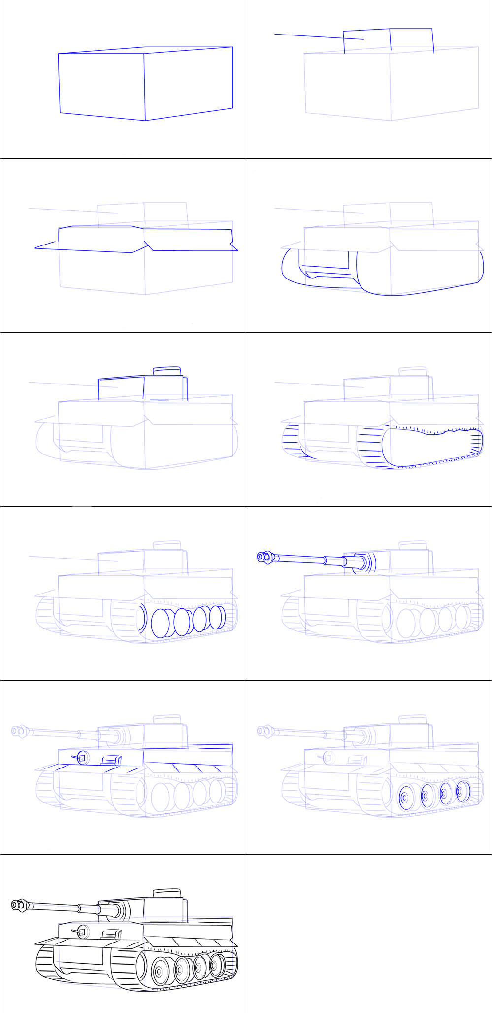 Zeichnen Lernen Einen einfachen Panzer zeichnen (2)