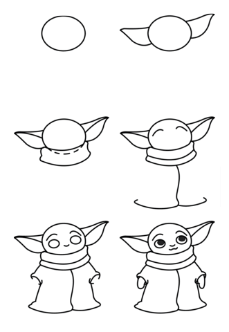 Einfache Schritte zum Zeichnen von Baby Yoda (1) zeichnen ideen