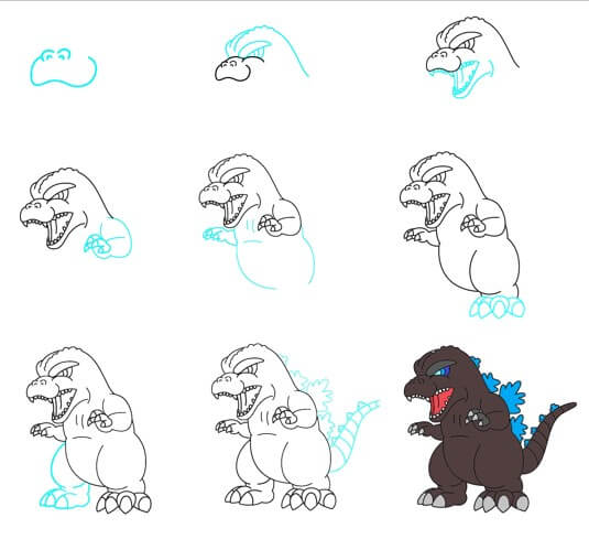 Godzilla zeichnen ideen