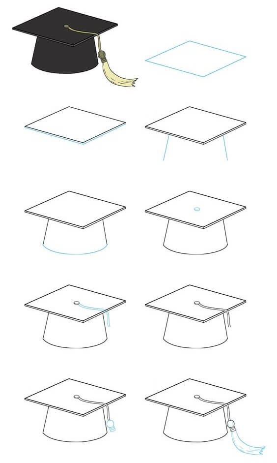 Zeichnen Lernen Ideen für Abschlusskappen (6)