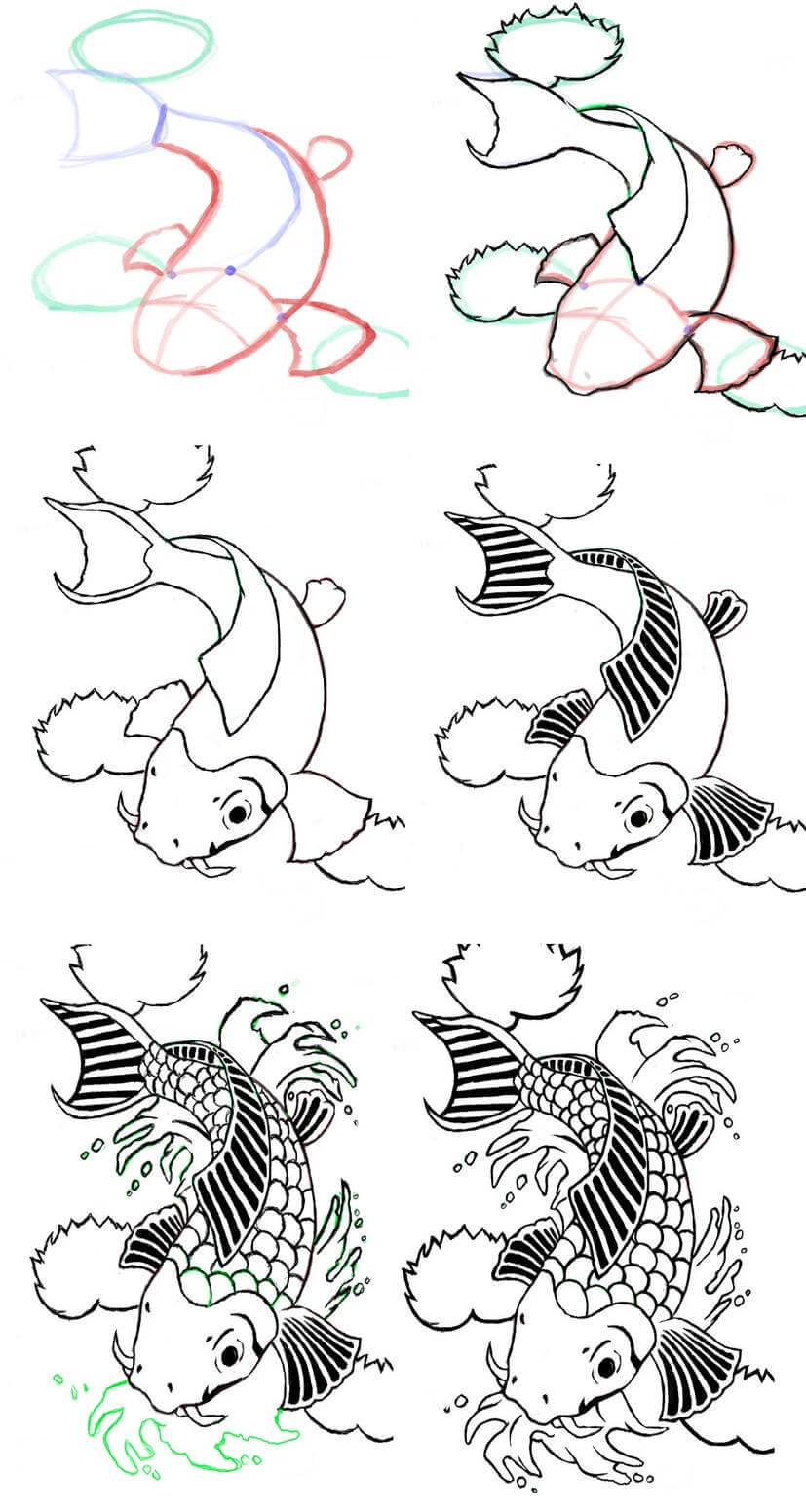 Zeichnen Lernen Koi-Fisch-Idee (3)