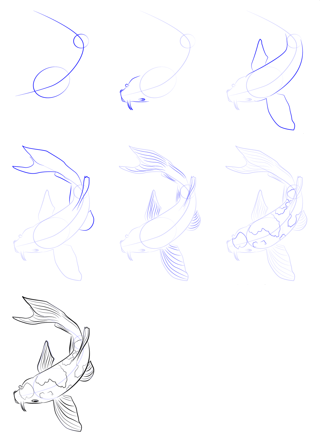 Koi-Fische zeichnen einfach (1) zeichnen ideen