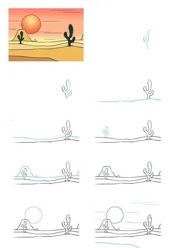 Landscape in the desert (1) zeichnen ideen