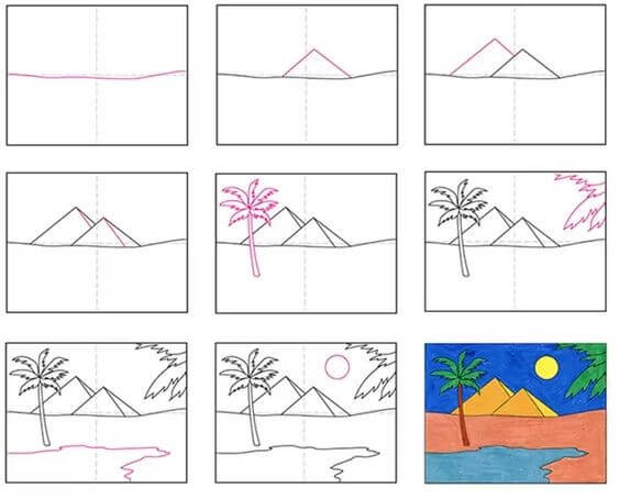 Landscape in the desert (2) zeichnen ideen