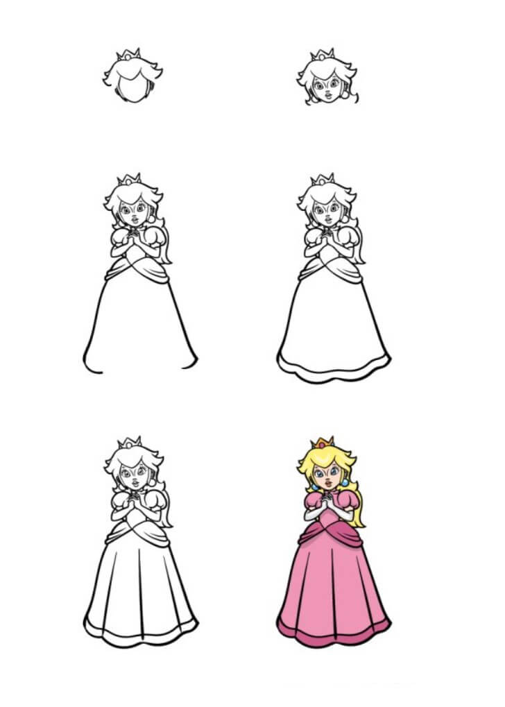 Zeichnen Lernen Prinzessin-Peach-Idee (10)