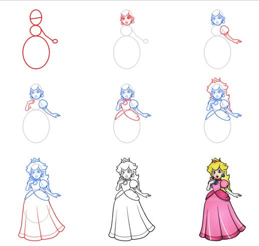 Prinzessin Peach zeichnen ideen