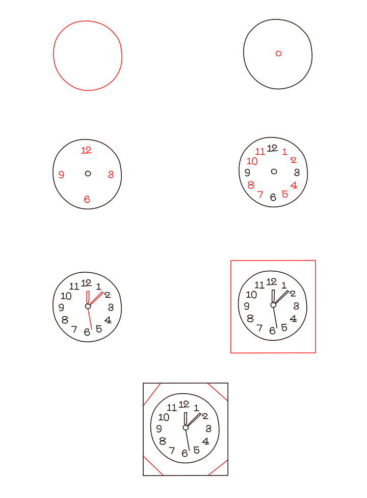 Eine einfache Uhr zeichnen (2) zeichnen ideen