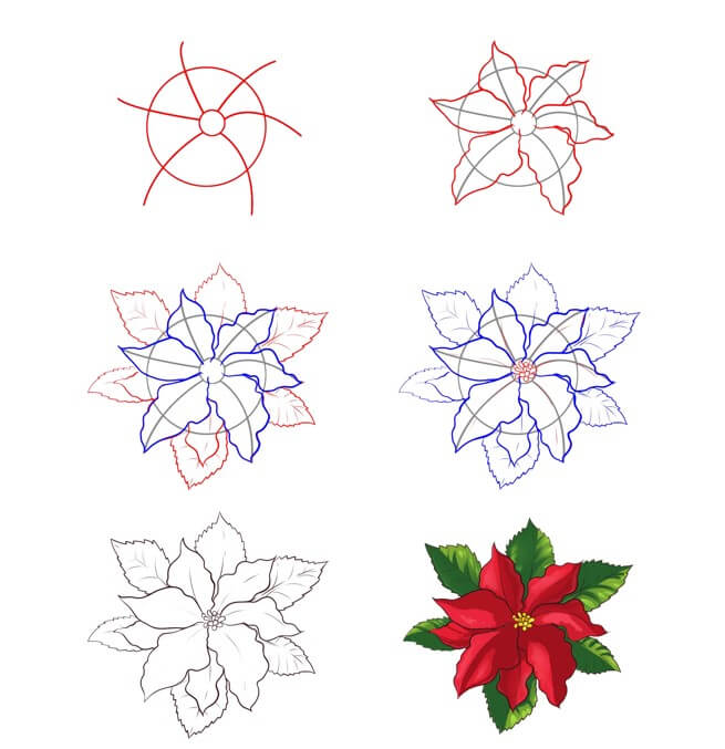 Idee für eine Weihnachtssternblume (10) zeichnen ideen