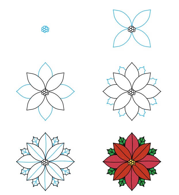 Idee für eine Weihnachtssternblume (12) zeichnen ideen