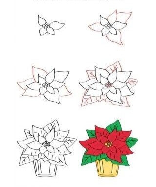 Idee für eine Weihnachtssternblume (4) zeichnen ideen