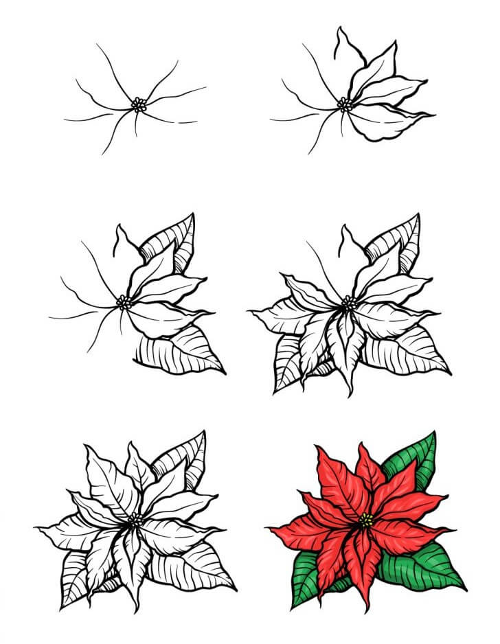 Idee für eine Weihnachtssternblume (8) zeichnen ideen