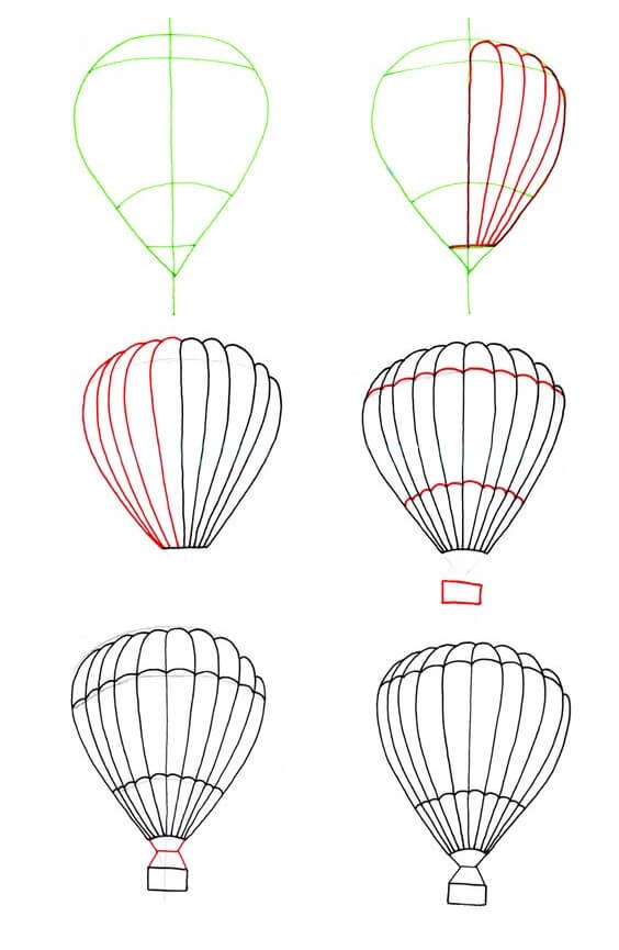 Idee für einen Heißluftballon (10) zeichnen ideen