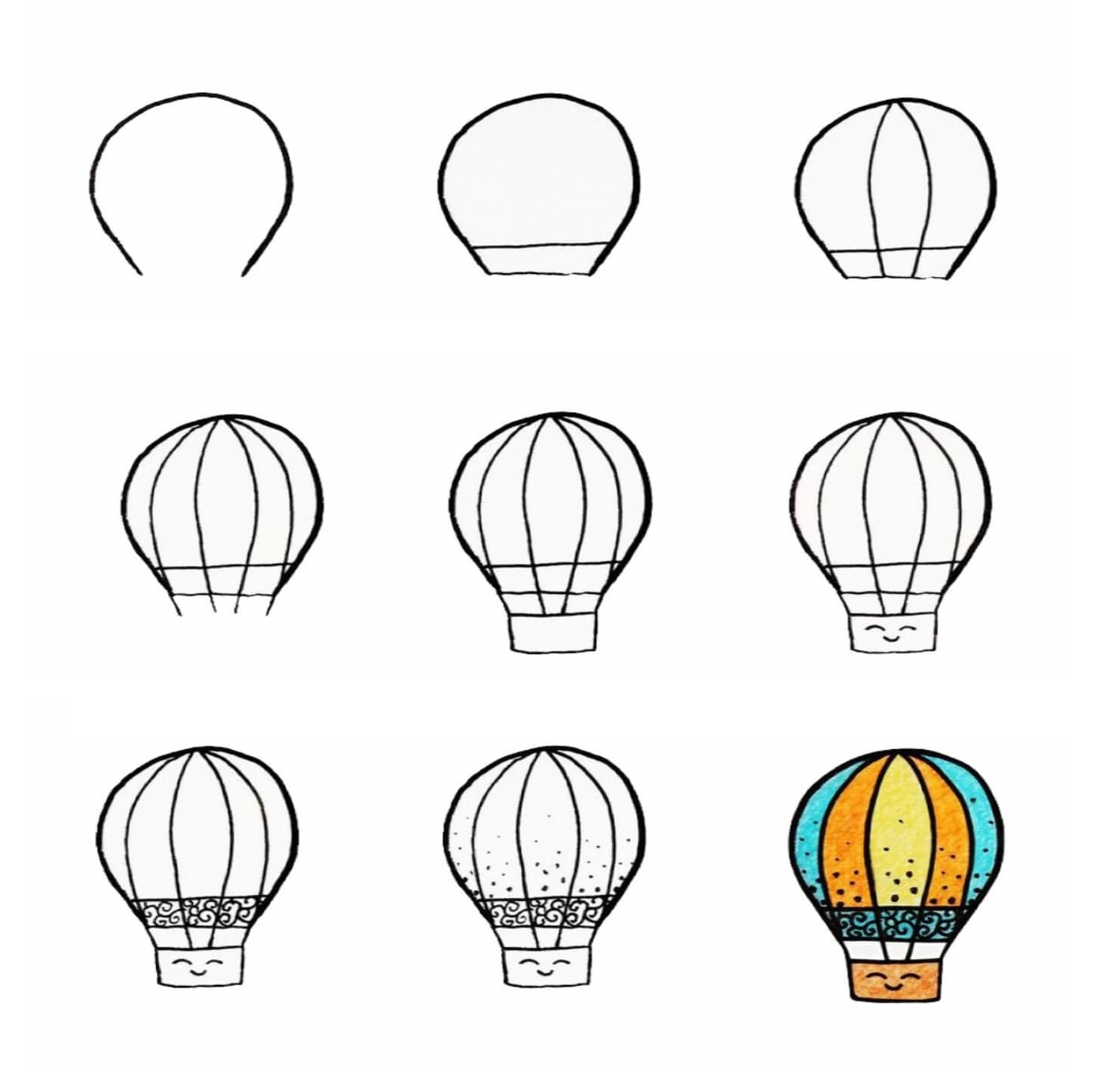Heißluftballon zeichnen ideen