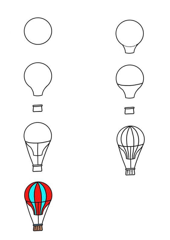 Idee für einen Heißluftballon (18) zeichnen ideen